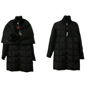 NWT Patrizia Pepe Black Puffer Jacket Removable Shall 46 US 10
